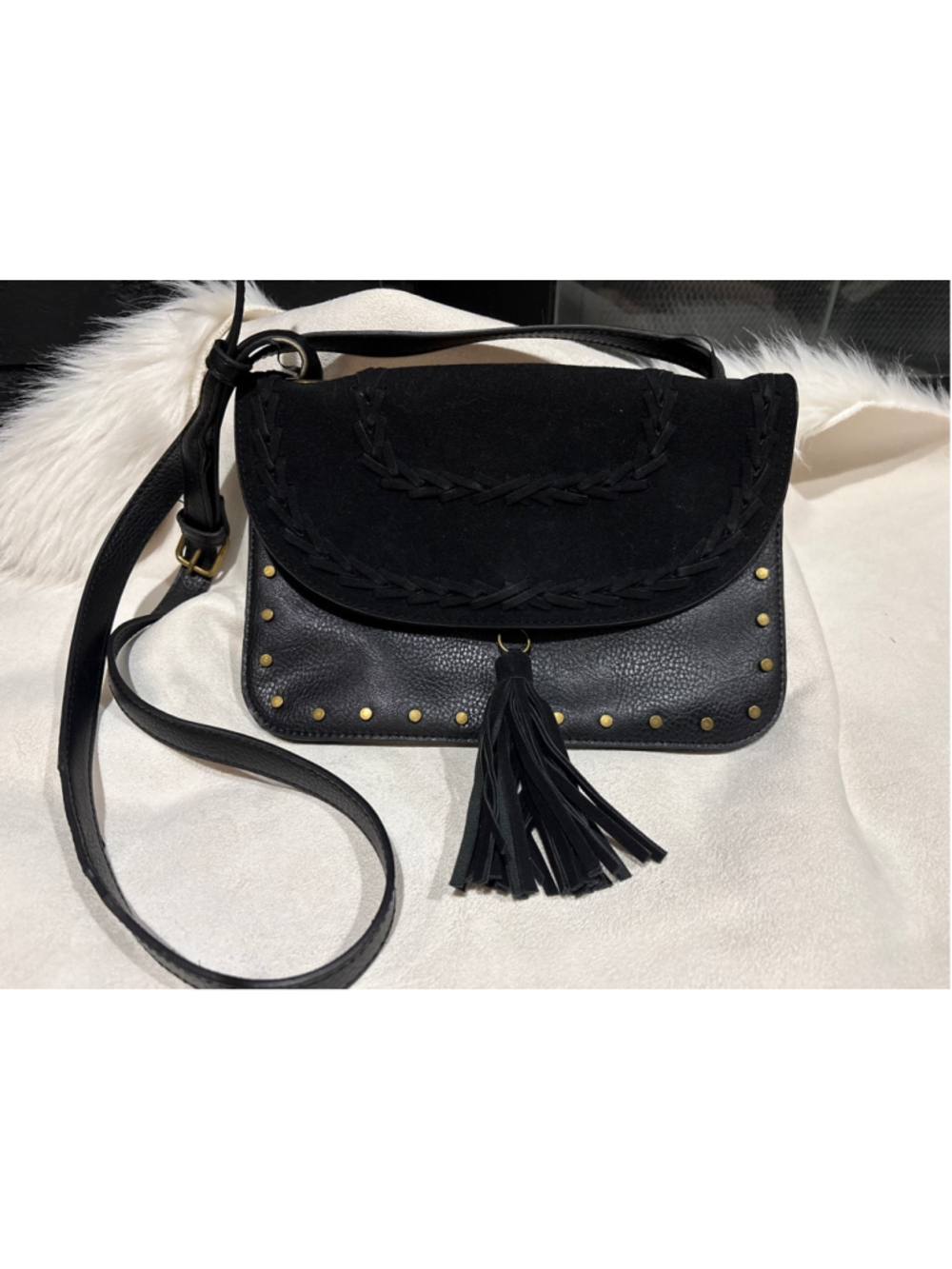 Women's CURATIONS Black Crossbody Bag One Size‎ with Gold Studs